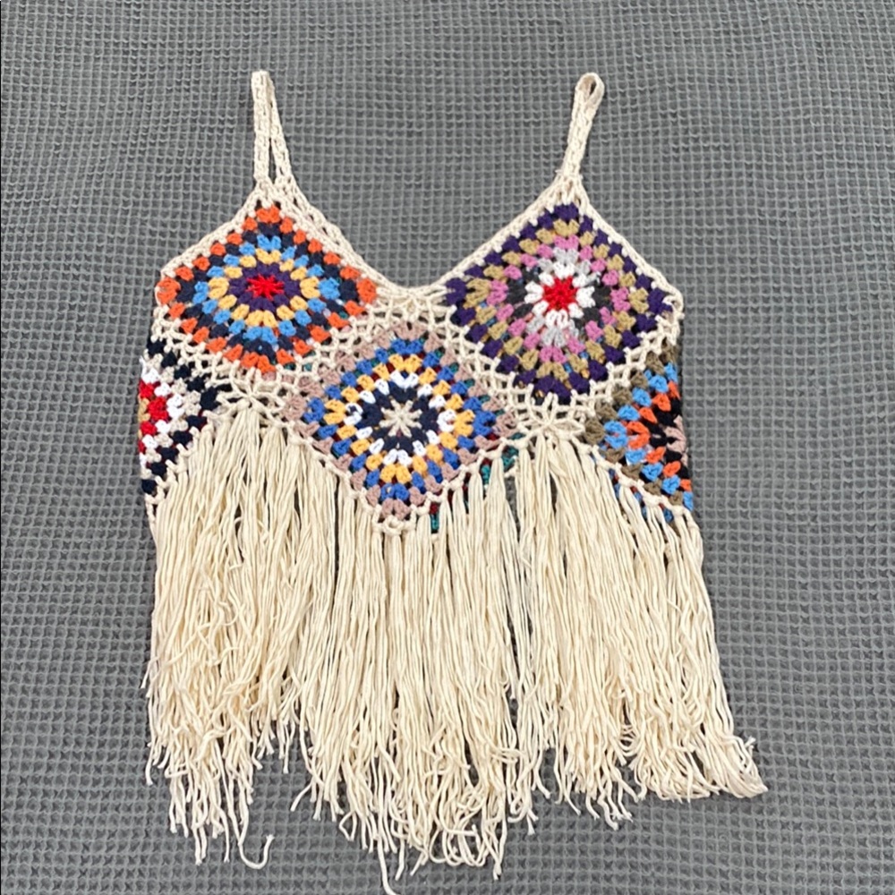 Boho Crochet Fringe Top